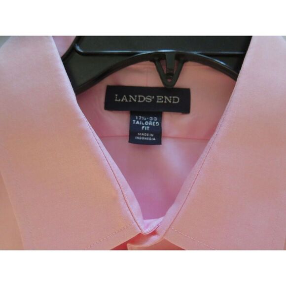 Lands End Men's Sz 17.5-33 Light Pink Solid Tailored Fit L/S Button Up Shirt - Picture 4 of 10